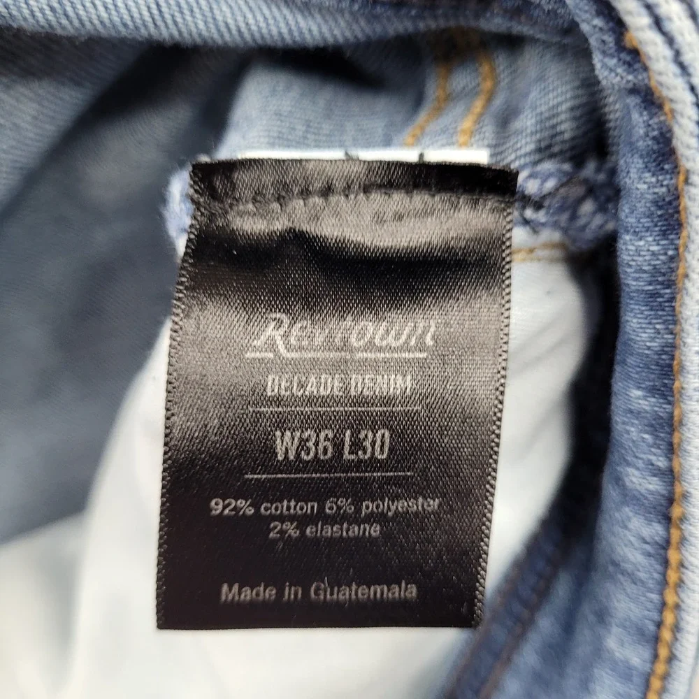 Revtown Automatic Jeans Mens 36x30‎ Blue Decade Denim Straight Leg Stretch